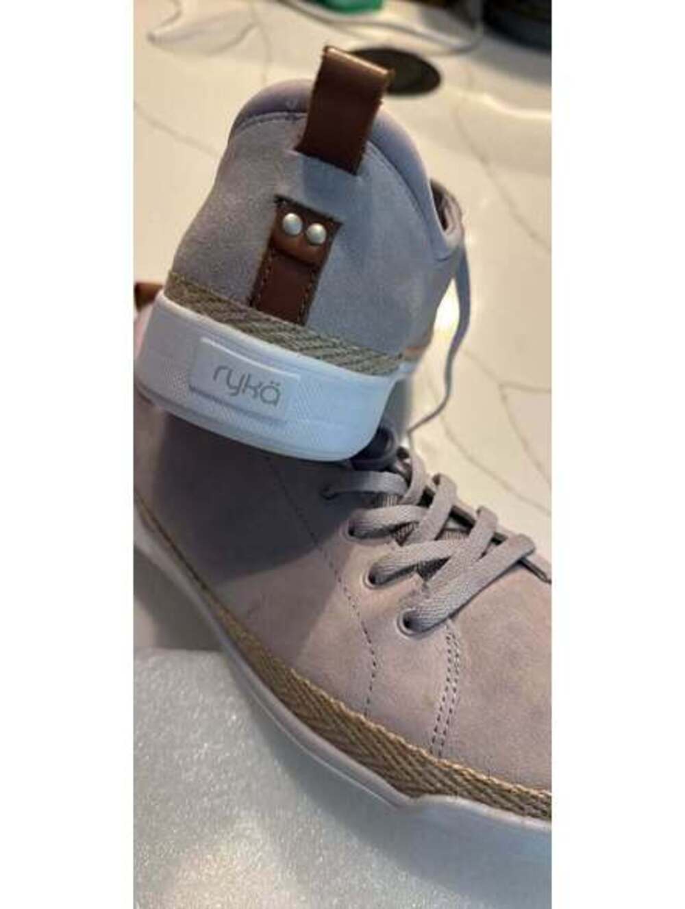 Ryka Olyssia Surround Fit Womens Lace Up Leather Fabric Shoes Sz 11 Gray